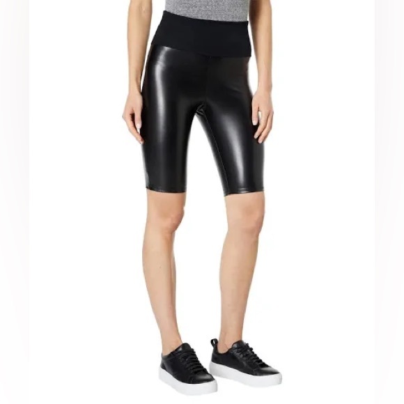 Assets By Spanx Pants - Assets by Spanx faux leather biker shorts women’s size Large very black new nwt